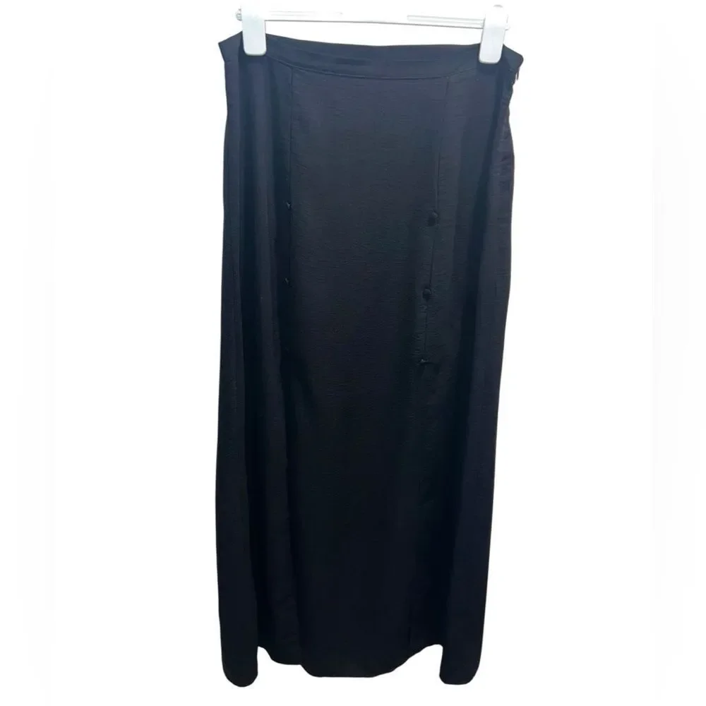 ASOS Black Midi Skirt Side Button Detail US 12